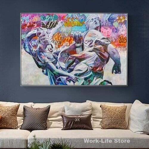 Abstract Graffiti Hip Hop Street Art Canvas Print Poster Painting On Modern Wall Decor Sculpture Mural Picture For Living Room