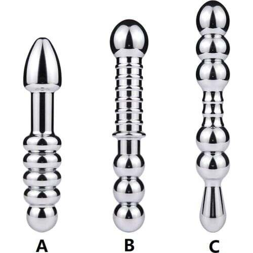 3 type Large size metal double dildo huge anal beads butt plug g spot vaginal fake penis prostate massager sex toy male female