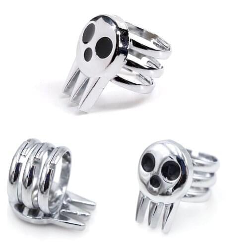 Anime Soul Eater Death The Kid Metal Skeleton Ring Accessories Cartoon Cosplay Costumes Prop