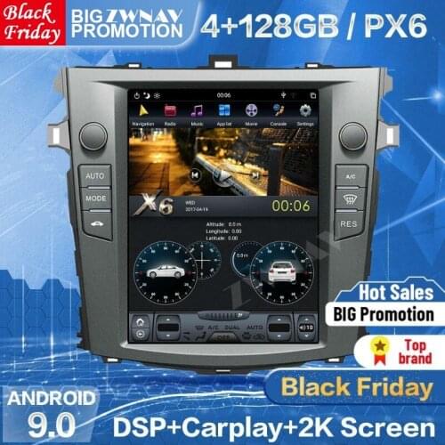 4+128G Tesla Screen For 2007 2008 2009 2010 2011-2013 Toyota Corolla Android 9.0 Car Multimedia Player GPS Audio Radio Head Unit