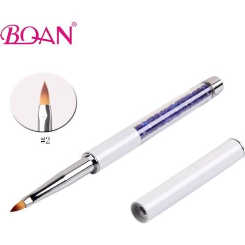 BQAN 10 Pcs/lot Blue Rhinestones Handle Salon Using Nail Art Sculpture Nail Art 3D Brush 2