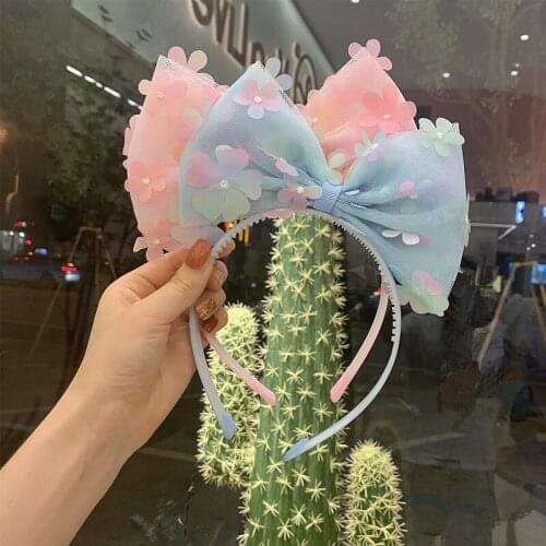 CYGJFC 1PC Girls Stereoscopic Floral Hairband Korean Style Kids Yarn Headband Children Hair Accessories Headwear Princess Tiara