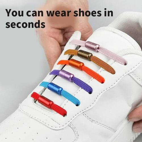 Elastic No Tie Shoelaces Reticulated Elastic Shoelaces Free Lazy Laces Press Buckles Free Tying Flat Laces Adults and Children