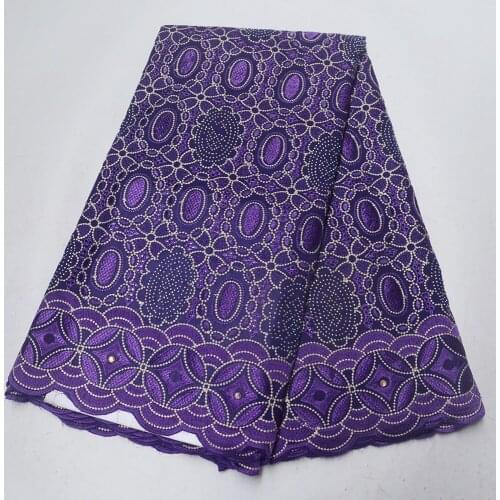 Purple high quality Swiss voile laces in Switzerland Dubai cotton African polish dry lace fabric Nigerian man voile lace Austria