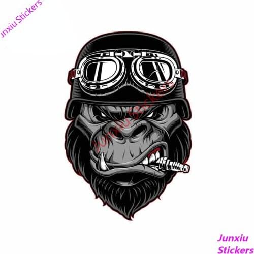 Gorilla Biker Cartoon Car Stickers Helmet Motorcycle Creative Sticker Sunscreen Vinyl JDM Refit Bumper Trunk Truck Graphics