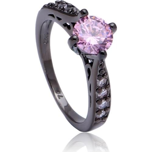 Hainon Black Gold Color Wedding Band Luxury Engagement Ring Micro Paved Pink CZ Jewelry Elegant Fashion Love Jewellery Rings