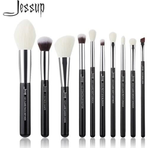 Jessup Black/Silver Professional Makeup Brushes Set Beauty tools Make up Brush Cosmetic Foundation Powder Definer Shader Liner