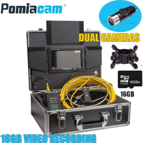 WP90E 40m cable Dual cameras DVR Pipe Wall Sewer Inspection Camera System Video Inspection Endoscope Camera system