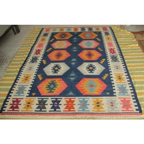 Kilim Hand Knitted Carpets Curtains Rectangle Carpet Natural Sheep Wool