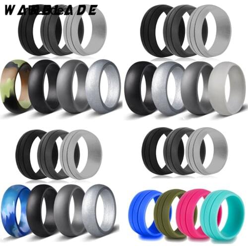 8mm 100% Food Grade FDA Silicone Ring 6-12 Size Hypoallergenic Crossfit Flexible Silicone Finger Rings For Men Women 7pcs/set