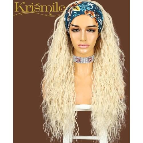 Kinky Curly 613# Headband Blonde Wig Long Daily Party Travel Holidays No Gel Glueless Wig for Women Drag Queen 2 Free Bands