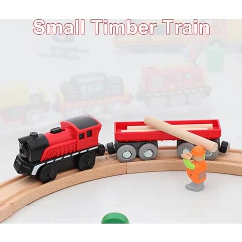 Magnetic Small Train Toy Rail Magnetically Electric Connected Locomotive With Wooden Track Transport Vehicle Toy