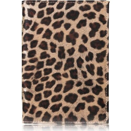 Fashion Passport Cover Bag Leopard Wallet Business Card Holder for Men Women Soft Leather Small Square Pack Portable Card Pack
