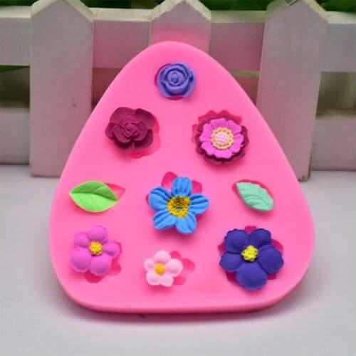 Cartoon Flower & Leaf Silicone Mold Fondant Soap 3D Cake Mold Cupcake Jelly Candy Chocolate Decoration Baking Tool Moulds