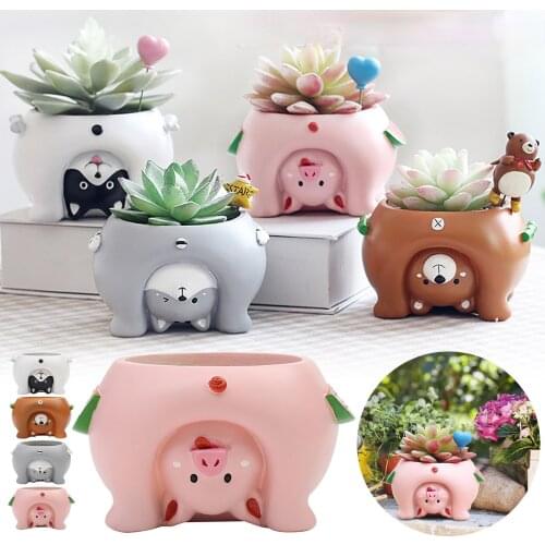 Cartoon animal flower pot bracket ceramic flower pot cute vase cactus succulents potted flower arrangement home decoration