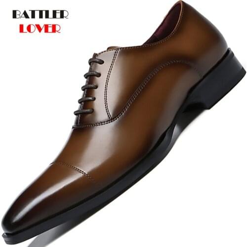 Men Genuine Leather Business Shoes Fashion Wedding Dress Formal Shoes Male Luxury Office Sapato Social Masculino Party Footwear