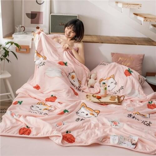 Soft Cotton Towel Blankets For Beds 4pcs Set Children Bedspread Sheet Cartoon Style Summer Quilt Full Queen Quilt Sofa Bed Cover