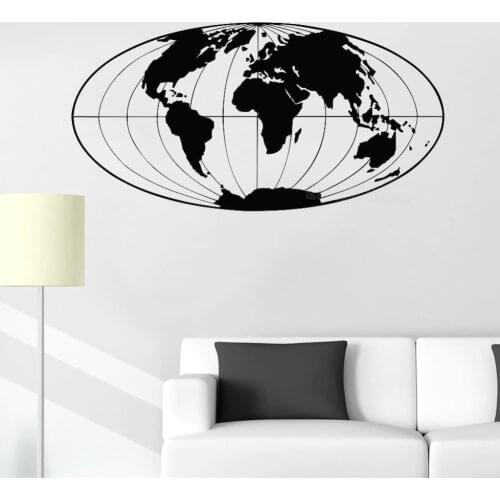 World Map Wall Decal Office Decor Planet Earth Geographical Globe World Map Wall Sticker Home Decoration Living Room Decals Z228