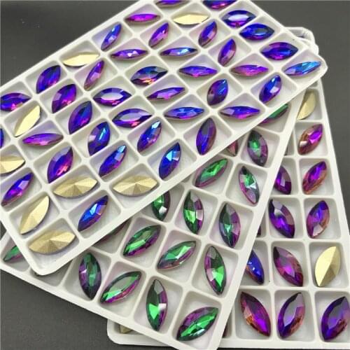 Navette Crystal Fancy Stone Glass Heliotrope Bermuda Blue Sphinx Color For Jewelry Making