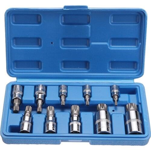 New 10pcs S2 Steel 4-18mm Drive Tool 12 Point MM Triple Square Spline Bit Socket Set Compatible With European Vehicles