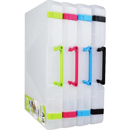 A4 File Box Creative Multi-function Transparent Portable Plastic Large Capacity Document Stationery Storage Single Layer Binder