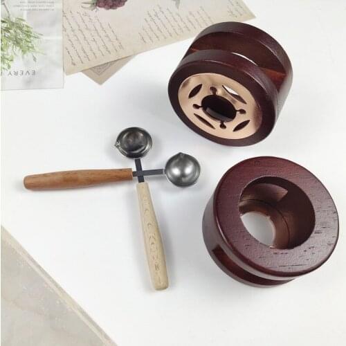 Retro Sealing Wax Melting Furnace Wood Handle Sealing Wax Spoon Wax Bead Melting Pot Sealing Stamp Craft Gift