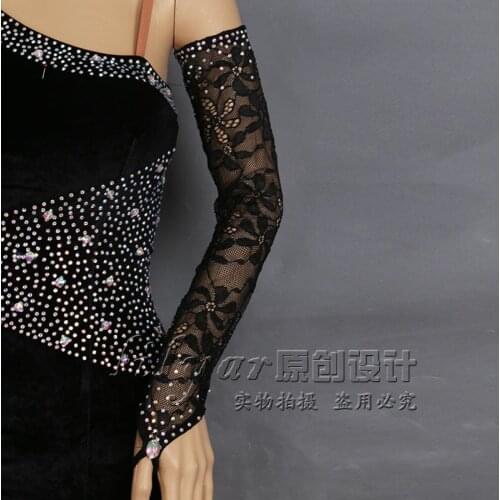 Ballroom dance Latin dance gloves competition clothing performance clothing accessories sleeves dance clothing red black lace