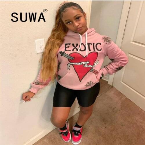 Fall Winter Casual Home Wear Wholesale Clothing 2020 Women Letter Printed Hoodies Sweatshirt Top Cool Girl Streetwear