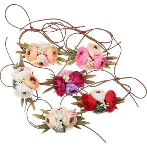 Flower With Leather Rope Headbands For Girls Multipurpose Accessories Tie With Clothes Hand Belt 100CM Rope Bandeau