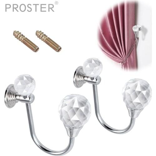 Proster 2 pcs for Crystal Glass Curtain Fabric Clothes Tie Back Hooks Wall Tassel Wall Mounted Curtain hook holder