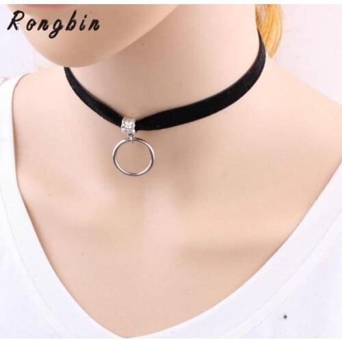 Simple Black Choker Necklace Women Circle Velvet Chocker Chokers Bohemian Statement Necklaces collares Collier Femme