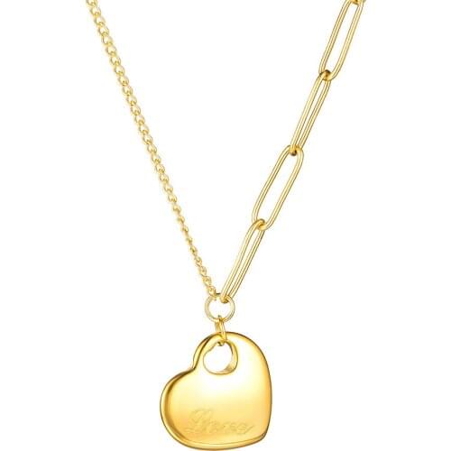 Yobest Simple Heart Pendants for Women Men Necklace Plain Stainless Steel Choker Classic Unisex Jewelry