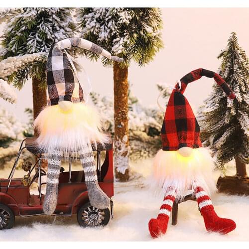 Christmas Led Light Santa Faceless Gnomes Dolls Xmas Tree Ornaments Christmas Decorations for Home New Year 2022 Gifts Navidad