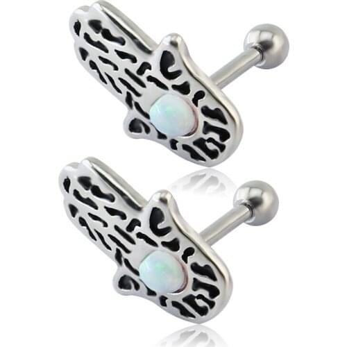 2016 New Stylish Hamsa Hand Ear Stud Fatima Hand Design Stud Earring For Women/Men Cartilage Earring Studs Jewelry