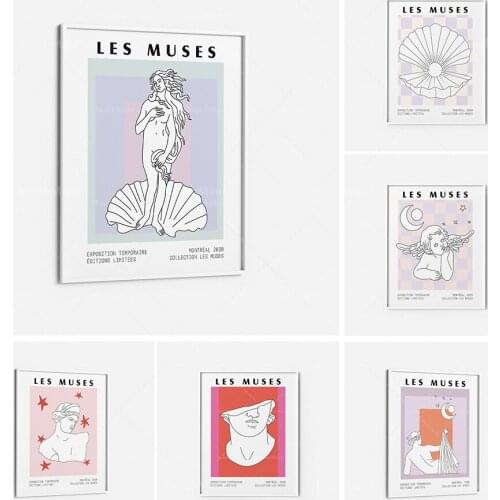 Les Muses Greek goddess bust statue, pearl shell, checkered art print soft art Les Muses artwork abstract Greek museum poster po