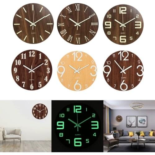 12'' Luminous Wall Clock Silent Quartz Bedroom Night Clock Large Numerals 2