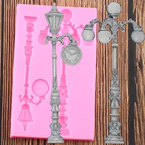 Vintage Street Light Border Silicone Mold Street Lamp Chocolate Fondant Molds DIY Cake Decorating Tools Candy Polymer Clay Mould