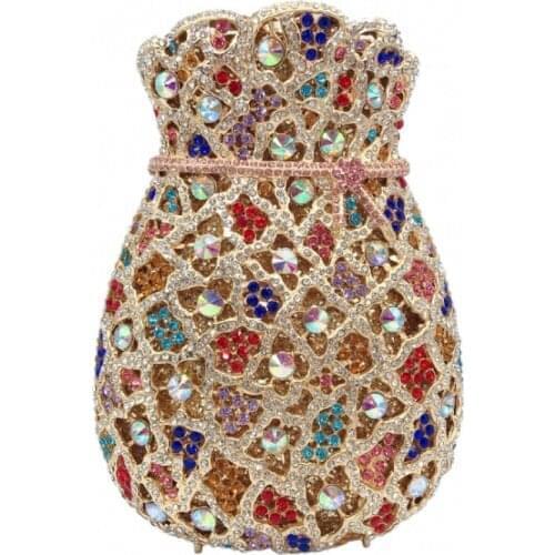 XIYUAN BRAND New Diamond Evening Bag Bunch of money bag shape studded with diamond clutch Banquet dress women bag