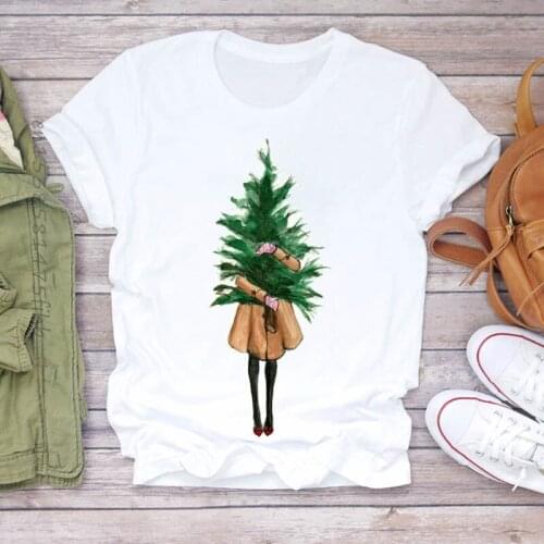 Premium Women Green Tree Holiday Festival 90s Merry Christmas Lady T-Shirts Top T Shirt Ladies Womens Graphic Female Tee T-Shirt