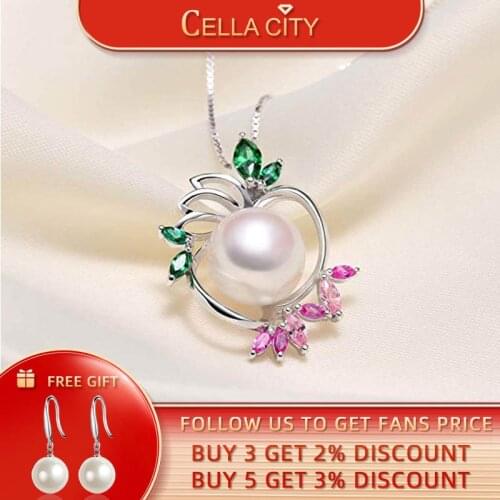 Cellacity Special design Pendant Pearl Necklace for Women Silver 925 Jewelry Gemstones Female Trendy Neck Ornament Anniversary