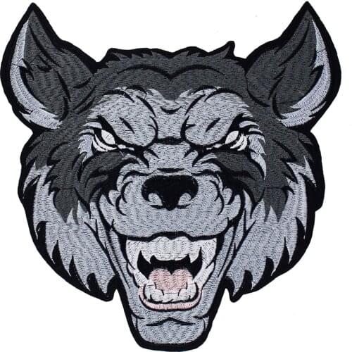 10pieces Embroidered Wolf Head Back Patches Animal Clothes Badge Iron on Stickers for Jacket Decorated Sewing Supplies TH1227