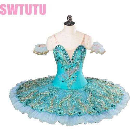 2017New Arrival!high quality blue professional tutu with Diamond child ballet tutu costume pancake tutu BT9106