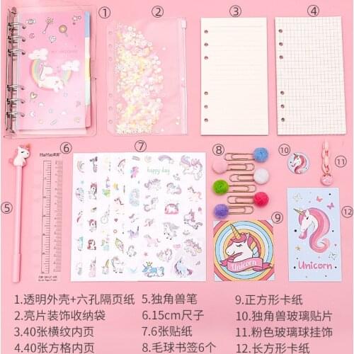 2021 Kawaii Bling Bling Cherry Blossoms A6 Loose Leaf Diary Notebook Journal Note Book Agenda Planner 80 Sheett