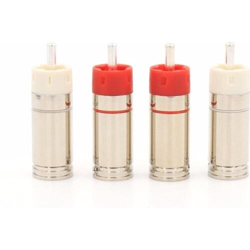 4pcs Star Line Silver Plated Tellurium Copper RCA Plugs connectors