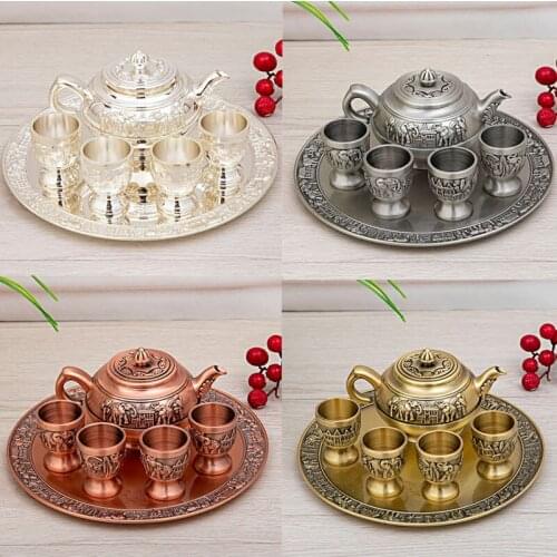 6pcs/Set Creative Retro Elephant Wine Set European Style Zinc Alloy Elephant Tea Cup Set Of 4 Home Decoration Gifts