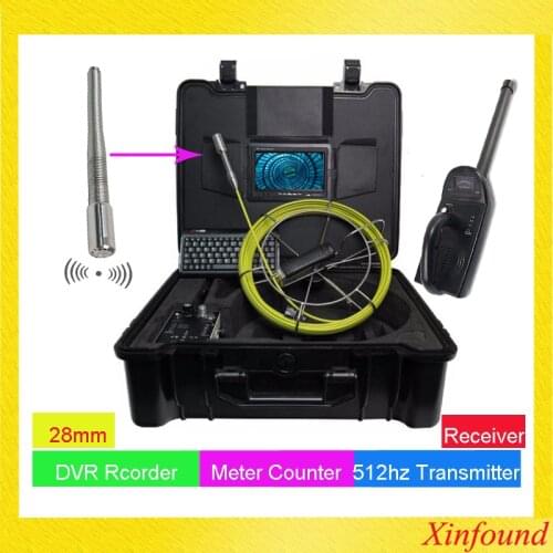 7"LCD DVR Recoder 28mm Long Spring 512hz Transmitter Self Leveling With Reveiver Sonde Pipe Sewer Drain Inspection Camera System