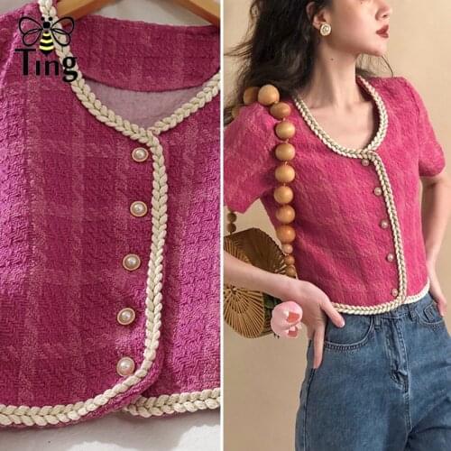 Tingfly Runway Designer Single Breasted O Neck Casual Cropped Blouses Tops Button Up Short Streetwear Krop Top Blusas Camisas Z