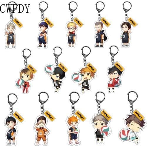 10pcs/lot Wholesale Volleyball boy Key Chain Ring Anime Haikyuu Keyring Cute Cartoon Keychain Sleutelhanger For Boys Accessory