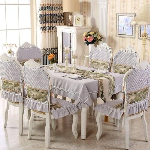 Europe Lace Floral Home Kitchen Party Tablecloth Set Suit Table-cloth Rectangular Round Round Square Table Cloth Chair Cover