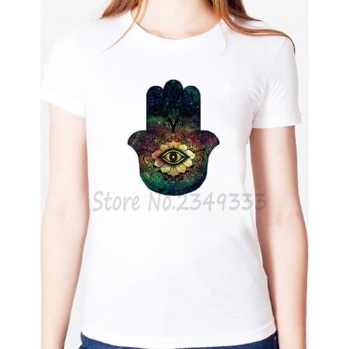 Hamsa hand colorful Print Women tshirt Modal Casual Loose Funny t shirts For Lady Top Tee Drop Ship SH-65